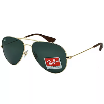 【Ray-Ban 雷朋】RB3558-001/71新款超輕雷朋太陽眼鏡(金框/綠鏡面)