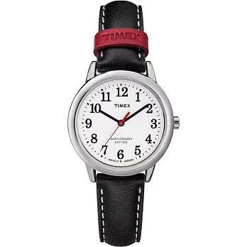 TIMEX Easy Reader復古跳色女錶 (銀框/黑帶 TXTW2R40200)