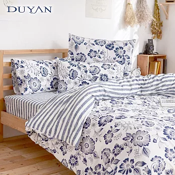 《DUYAN 竹漾》台灣製雲絲絨雙人床包三件組-青花瓷