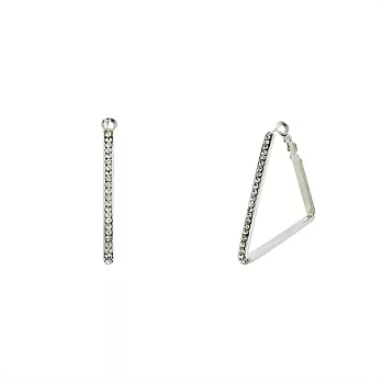 Snatch 4.5cm三角排鑽之圈耳環 - 銀 / 4.5cm Triangle Diamonds Hoop Earrings - Silver
