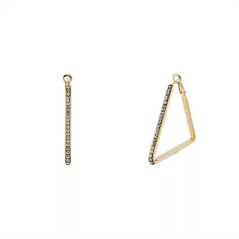Snatch 4.5cm三角排鑽之圈耳環 - 金 / 4.5cm Triangle Diamonds Hoop Earrings - Gold