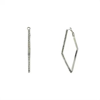 Snatch 菱形女孩排鑽大圈耳環 - 銀色 / Rhombus Diamonds Hoop Earrings - Silver