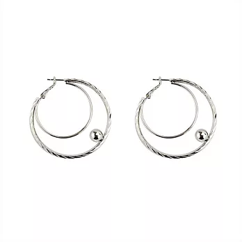 Snatch 雙圈新月珠珠耳環 - 銀 / Double Moon Beads Hoop Earrings - Silver