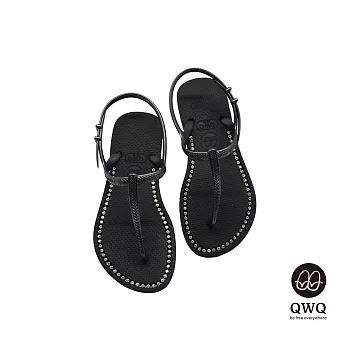 QWQ夾拖的創意(女) -璀璨面鑽涼鞋-爵士黑EU36爵士黑