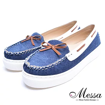 【Messa米莎專櫃女鞋】MIT璀璨之星丹寧率性厚底懶人鞋-藍色EU36藍色