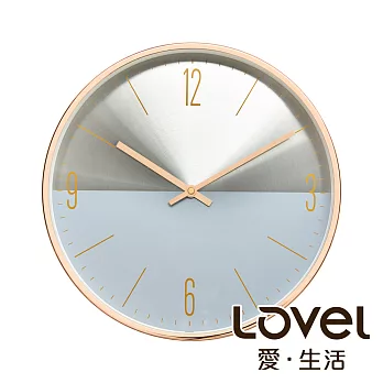 Lovel 30cm玫瑰金框撞色靜音時鐘-共2款藍