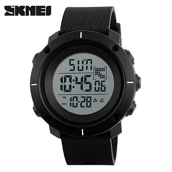 SKMEI 時刻美 1213 文青低調菱格壓紋錶帶防水電子錶- 黑帶