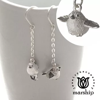 日本銀飾品牌 Marship 雪精靈耳環 925純銀 銀喉雀鳥亮銀款 針式耳環 亮銀款