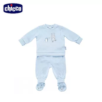 chicco-冰雪小熊-夾棉連身衣套裝3M藍色