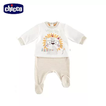 chicco-動物-條紋褲長袖套裝-卡其獅3M淺棕