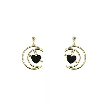 Snatch 一箭穿黑心月亮耳環 / Arrow Through Black Heart Moon Earrings