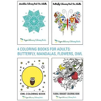 4 Coloring Books for Adults - Butterfly, Mandalas, Flowers & Owl