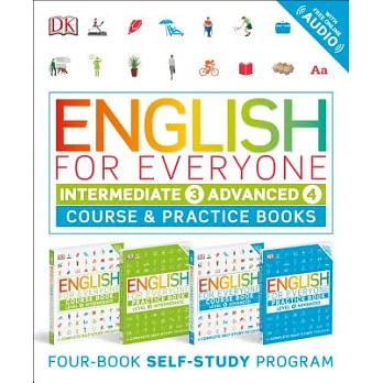 English for Everyone: Intermediate and Advanced Box Set: Course and Practice Books--Four-Book Self-Study Program