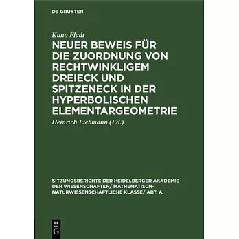 Neuer Beweis für die Zuordnung von rechtwinkligem Dreieck und Spitzeneck in der hyperbolischen Elementargeometrie