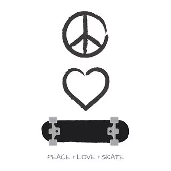 Peace Love and Skate Notebook for Skateboarders: 6＂ x 9＂ Blank Notebook with Lined Pages (white cover)