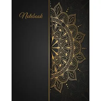 Notebook: Black And Gold Mandala Unlined Unruled Notebook Blank Journal To Write In - Plain Dairy For Notes Drawing And Writing