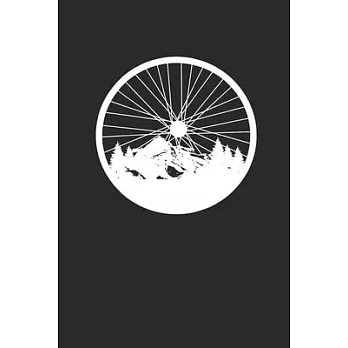 Bicycle Wheel With Mountain And Forest Silhouette: Cycle Sport Notebook, Dotted Bullet (6＂ x 9＂ - 120 pages) Sports Themed Notebook for Daily Journal,