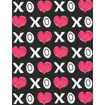 Xoxo: Lined Notebook Journal, Black Cover, Size 8.5x11 Inch. 100 Blank Lined Paper for Writing and Gift for Love ones