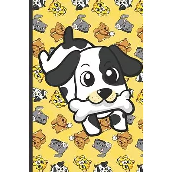 Home Improvement Maintenance and Repair Journal: Black and White Dog with Bone and Rotating Images of Cats Kittens Dogs and Puppies on Yellow Backgrou