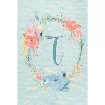 2020 Weekly Calendar Planner - Letter T - Light Blue and Pink Floral Design: Initial T - 6x9 Personal datebook, organizer or scheduler with 1 week on