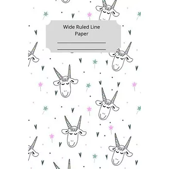 Cute Baby Goat Theme Wide Ruled Line Paper