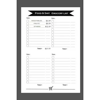 Food & Grocery List Checklist: My Grocery Shopping List Personal Planner Organizer and Food Budget Tracker Funny Gift for Women Mom