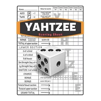 Yahtzee Scoring Sheet: V.5 Yahtzee Score Pads for Yahtzee Game Nice Obvious Text and large print yahtzee score card 8.5 by 11 inch