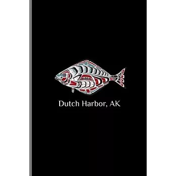 Dutch Harbor Alaska Tribal Halibut Fish: PNW Native American Indian Formline Totem, Haida Tribe Style Fisherman Art, PNW Native American Indian Formli