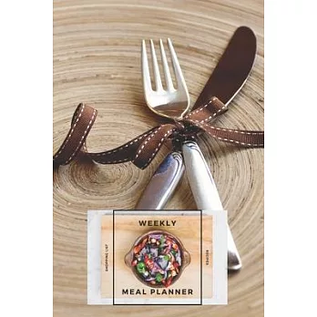 Weekly Meal Planner: Organizer with Shopping List and Recipes for 40 Weeks - Cutlery Collection - Wooden - 6＂ x 9＂, 122 Pages