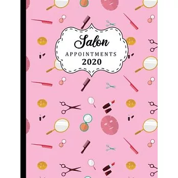 Salon Appointments 2020: 8.5＂ X 11＂ hourly appointment book for hair stylist, nail tech, makeup artist