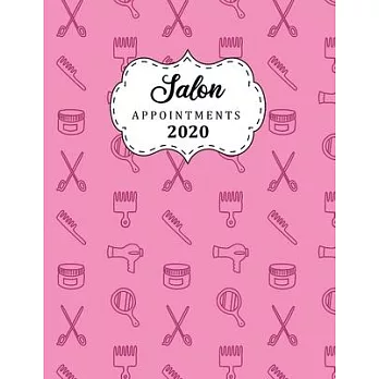 Salon Appointments 2020: 8.5＂ X 11＂ hourly appointment book for hair stylist, nail tech, makeup artist