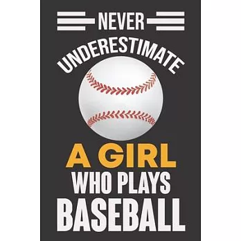 Never Underestimate a Girl Who Plays Baseball: Never Underestimate a Girl Who Plays Baseball, Best Gift for Man and Women