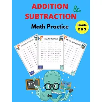 Addition and Subtraction Math Practice Grade 2&3: Math Game Book with Subtracting and Adding Double Digits