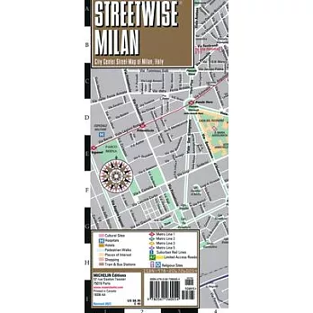 Streetwise Milan Map - Laminated City Center Street Map of Milan, Italy