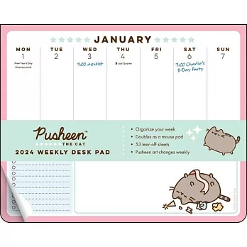 Pusheen 2024 Weekly Desk Pad Calendar