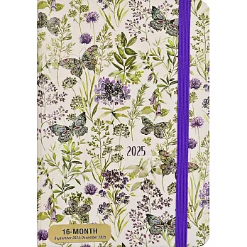 2025 Amethyst Butterflies Weekly Planner (16 Months, Sept 2024 to Dec 2025)