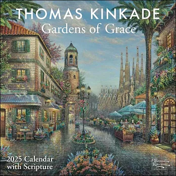 Thomas Kinkade Gardens of Grace with Scripture 2025 Wall Calendar