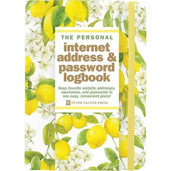 Amalfi Lemons Internet Address & Password Logbook (Removable Cover Band for Security)