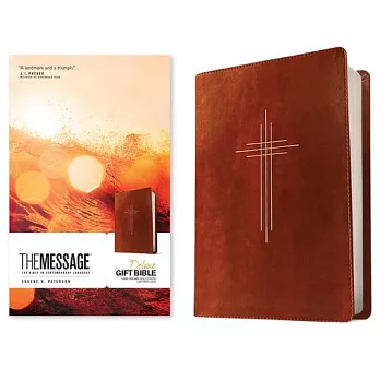 The Message Deluxe Gift Bible (Leather-Look, Dark Brown Gold Cross): The Bible in Contemporary Language