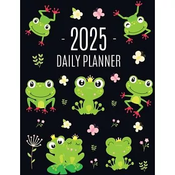 Frog Planner 2025: Funny Amphibian Monthly Agenda January-December Organizer (12 Months) Cute Green Water Animal Scheduler