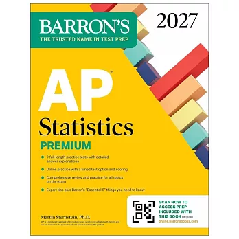 AP Statistics Premium, 2027: 9 Practice Tests + Comprehensive Review + Online Practice