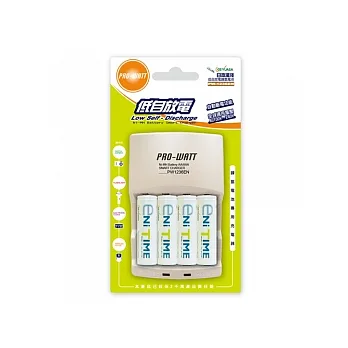 PRO-WATT充電器組+日本YUASA湯淺3號低自放電池_4入