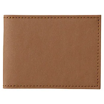 [MUJI 無印良品]仿皮革標卡片夾/橫型.棕