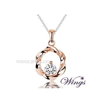 Wings 彩弧心鑽 玫瑰金色 八心八箭方晶鋯石項鍊 NW030
