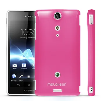 【Metal-Slim】Sony Xperia TX新型保護殼贈日本綠膜保護貼UV桃紅