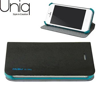 Uniq 亮采系列 iPhone 5側掀撞色皮套自信黑