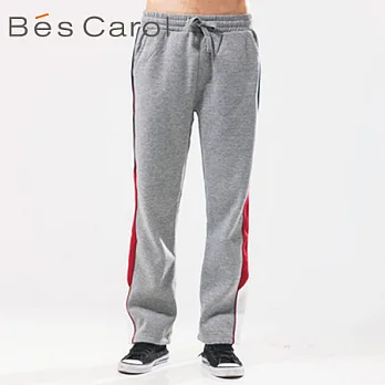 【Bés Carol】男式側縫拼塊運動長褲2XL中麻灰