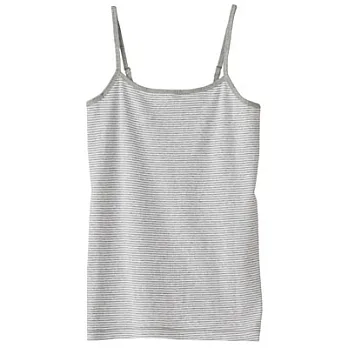 [MUJI 無印良品]女純棉無側縫細肩帶白×灰M