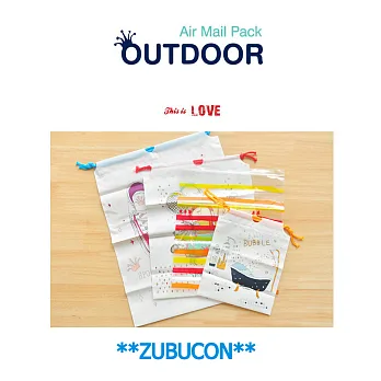 韓國雜貨 OUTDOOR AIR MAIL PACK 旅行收納束口,夾鏈袋組(4入一組)繽紛色彩