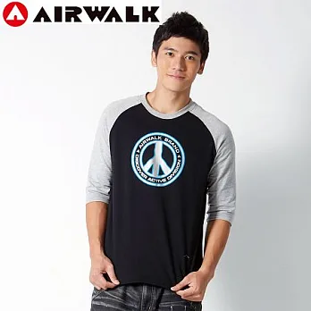 【美國 AIRWALK】AIRWALK BRAND長袖圓領Tee-男M黑-M